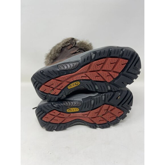 KEEN Helena Waterproof Insulated‎ Leather Boots Faux Fur Lace Up Women 6.5 Brown - Picture 3 of 7